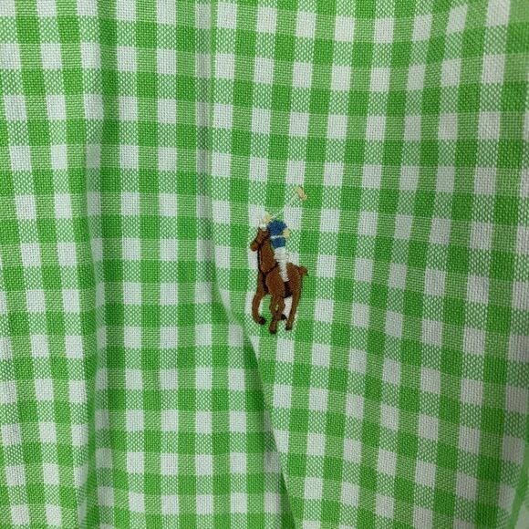 Ralph Lauren Lime Green Small Check Pony Long Sleeve Button Up Shirt Mens XL - Picture 2 of 6